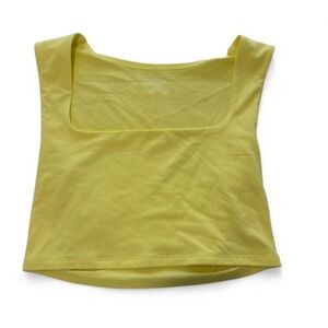 Yellow Square-Neck Crop Tank Top - Women